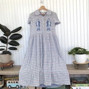 Unlogical Poem Embroidered Fish Dress